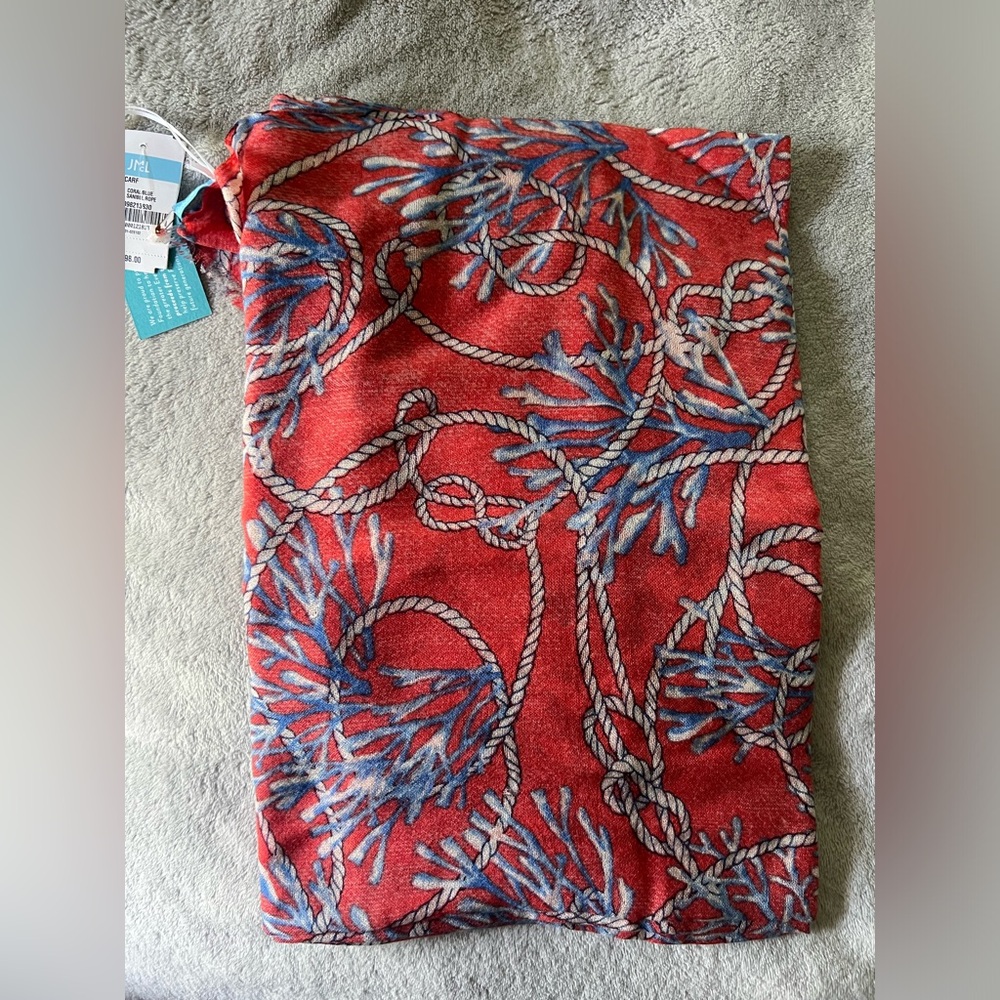NWT J. McLaughlin Reed scarf in Sanibel Rope 100% Wool Nautical Soft Lightweight